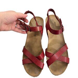 Eric Michael sandals women's 40 US 9-9.5 red leather strappy Lola Sabbia